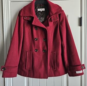 Red Calvin Klein Pea Coat